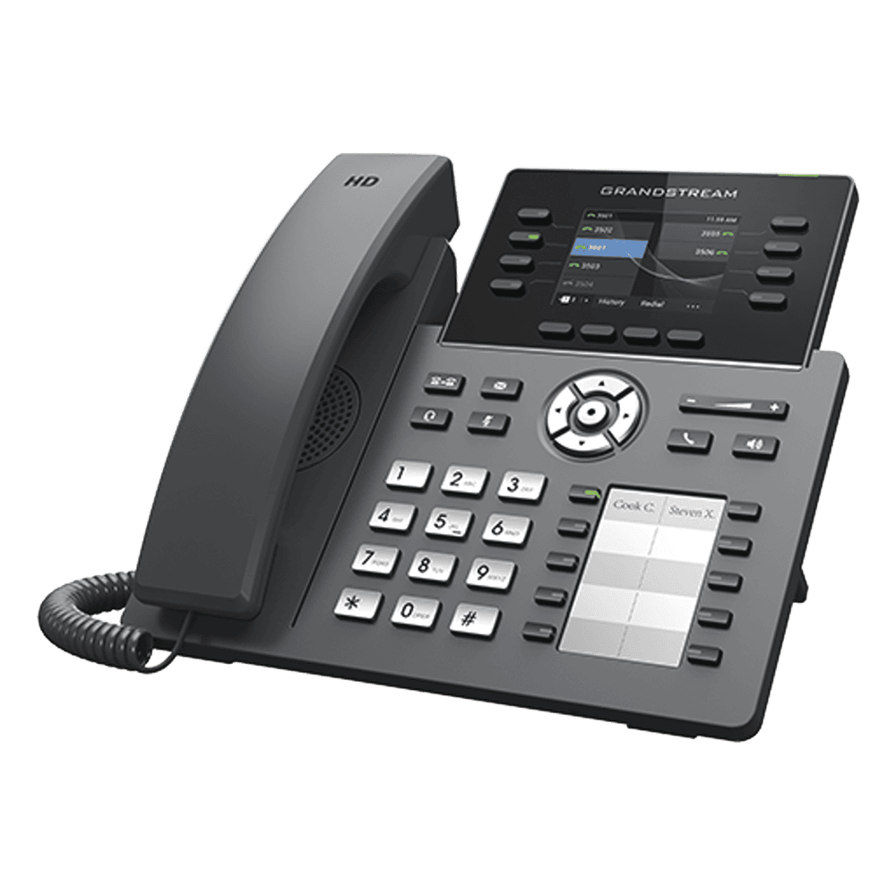 Teléfono IP Wi-Fi, Grado Operador, 8 líneas SIP con 4 cuentas, pantalla a color 2.8", puertos Gigabit, Bluetooth, PoE, codec Opus, IPV4/IPV6 con gestión en la nube GDMS GRP2634